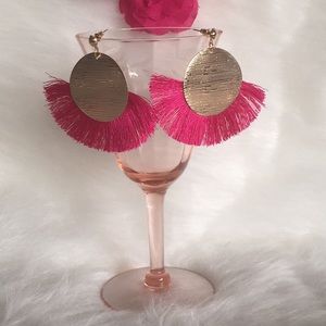🌹Palm Beach Boho Fuchsia Fringe Earrings